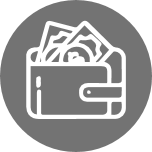 gray and white wallet